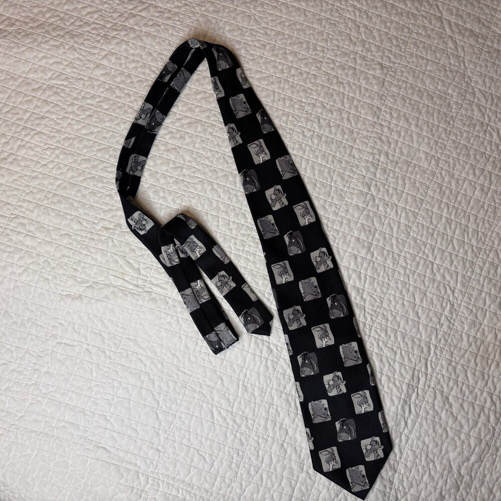 Disney Winnie The Pooh & Friends Necktie Black White Grey Men's Tie